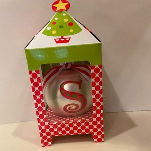 Personalized -- S -- Glass Christmas Ornament